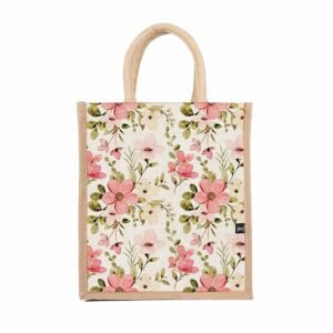 Sangra Multicolor Jute bag for Women and Men Lunch Bag with Zip and Handle